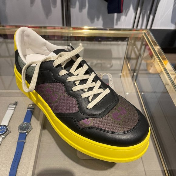 Men's Gucci 700641 Gg Supreme Platform Sneaker In Black size 9 - Picture 1 of 13